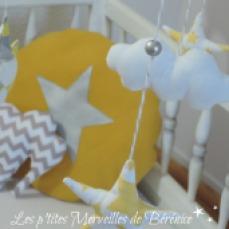 Déco chambre de bébé jaune, gris, blanc, argent "Les p'tites Merveilles de Bérénice"